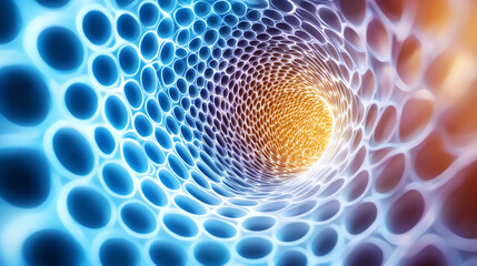 Poster - Abstract representation of a digital tunnel, showcasing vibrant colors and patterns, illustrating concepts of technology and connectivity.