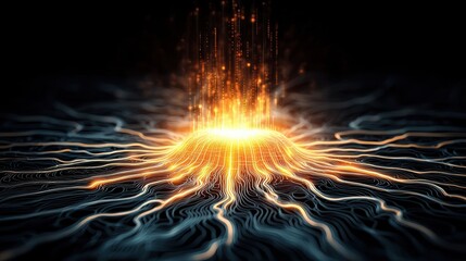 Aufkleber - Abstract representation of energy flow with vibrant colors, depicting innovation and modern advancements in technology.