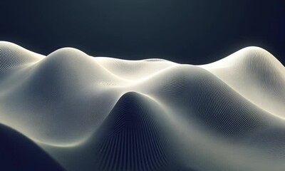 Poster - A Minimalistic Visual of Thin Luminous White Lines Cascading and Rotating in a Dark Void Made with Generative AI Technology