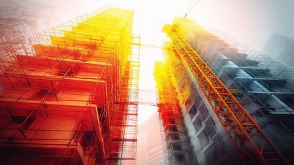 Poster - Abstract Double Exposure of Construction Process in Urban Setting