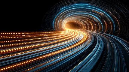 Fototapete - An abstract representation of light trails creates a dynamic sense of speed and motion, evoking futuristic technology.