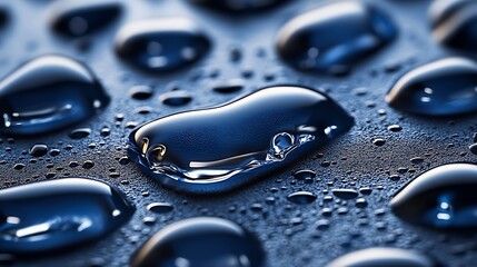 Leinwandbilder - Close up of beautiful water droplets on a dark surface showcasing the intricate details and textures : Generative AI
