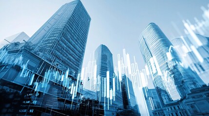 Poster - Abstract Financial Graph with Double Exposure Effect in Cityscape