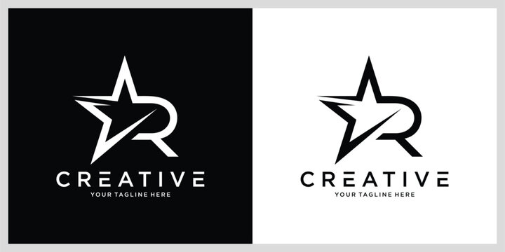 Abstract Initial Letter R Star Logo Vector