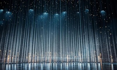 Poster - A Digital Landscape Filled with Cascading Numbers and Symbols Glowing Faintly on a Black Backdrop Made with Generative AI Technology