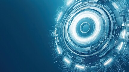 Leinwandbilder - Futuristic digital technology background with glowing circular shapes and intricate patterns, ideal for modern design projects.