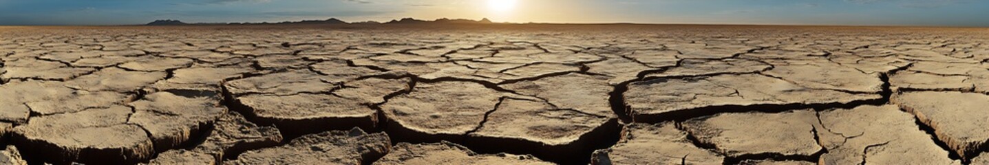 Aufkleber - Breathtaking dry cracked earth landscape showcasing nature's struggles in a stunning panoramic view : Generative AI