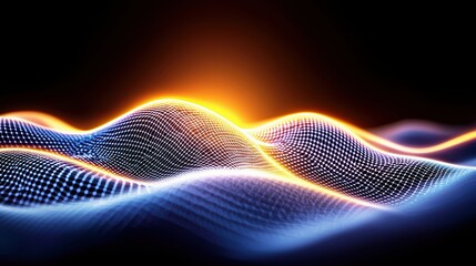 Fototapete - Vibrant abstract waves of light representing digital innovation and creativity in technology, showcasing a stunning visual experience.