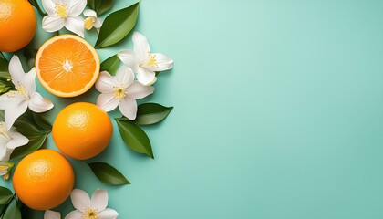 Aufkleber - white flowers and orange on pastel background