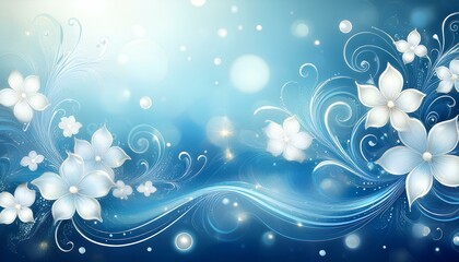 Poster - abstract blue floral background