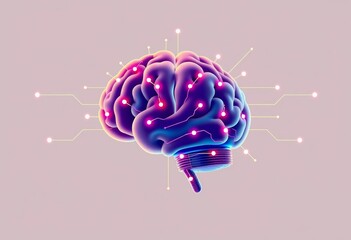 Poster - abstract brain circuit design, minimalist logic concept, digital, mind