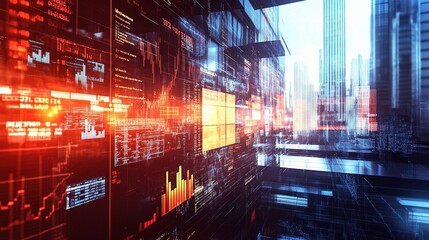 Poster - Abstract Concept of Stock Market Trading with Graphs and Data Visuals