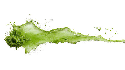 Fototapete - Fresh green splash, vibrant and dynamic action, isolated on a white background for creative design.
