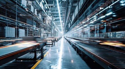 Poster - Modern Logistics Center Interior with Double Exposure Effects