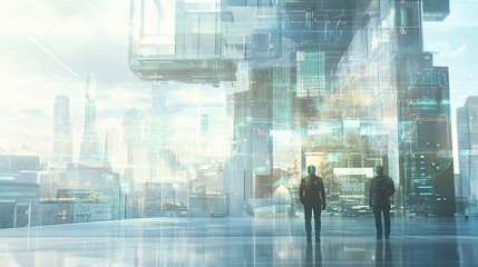 Poster - Futuristic Cityscape with Innovative Financial Technology Elements