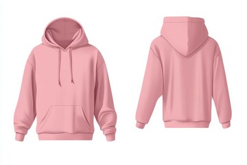 Poster - Pink hoodie design showcasing both front and back views for casual wear enthusiasts