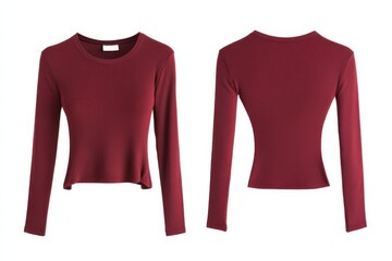 Poster - Stylish maroon long-sleeve top designed for casual wear and versatile fashion choices for any season