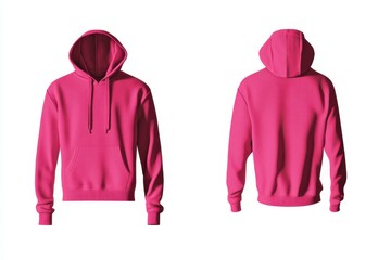 Poster - Bright pink hoodie displayed from front and back angles against a clean background for apparel showcase