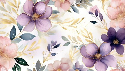 Poster - watercolor flowers background