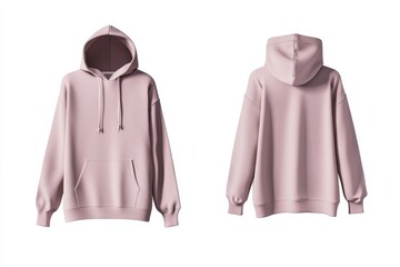 Poster - Hooded sweatshirt in pink color displayed from front and back perspectives for casual wear