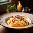 © Portraits - Authentic Italian Spaghetti Carbonara with Creamy Sauce and Pancetta