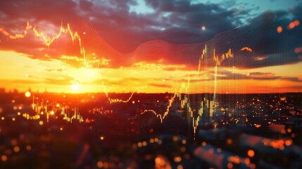 Poster - Abstract Visualization of Financial Trends with Holographic Effect