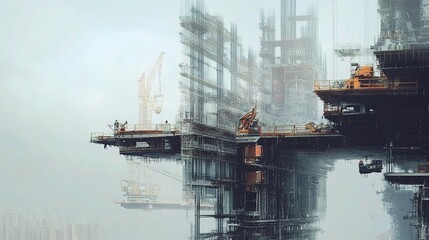 Poster - Modern Futuristic Building Under Construction with Innovative Design