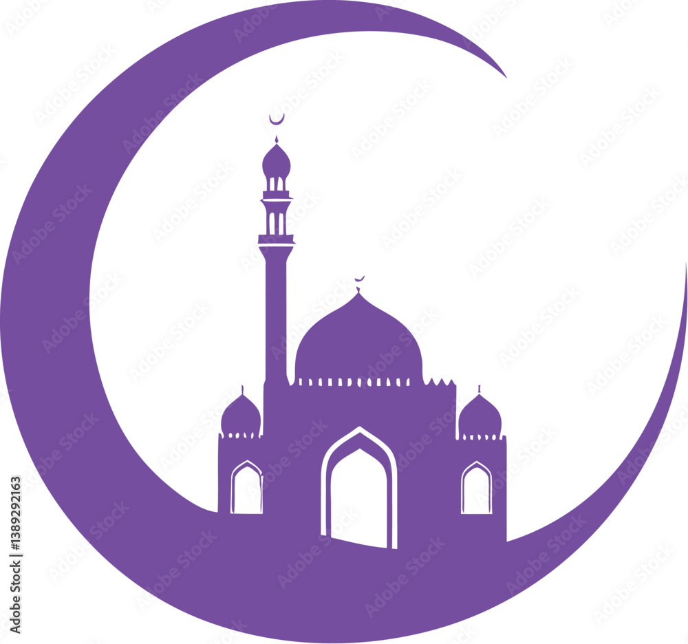 เวกเตอร์ Stock Elegant Purple Mosque Silhouette PNG Vector, Islamic ...
