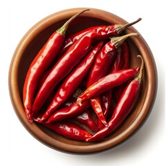Poster - Fresh Red Chili Peppers in a Rustic Wooden Bowl Ideal for Cooking : Generative AI