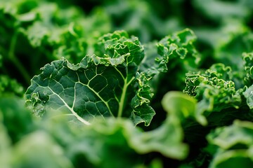 Poster - Detailed View of Wholesome Kale Leaves Showcasing Fresh Green Vibrance in Organic Farming : Generative AI