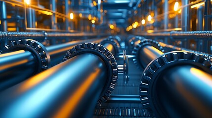 Aufkleber - Close-Up View of an Industrial Pipe Connection in a High-Tech Production Site : Generative AI