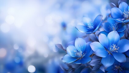 Aufkleber - blue flowers on bokeh background