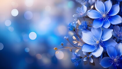 Poster - blue flowers on a blue background