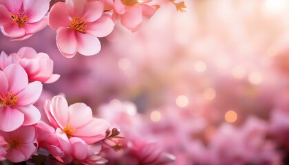 Poster - pink flowers background in the garden