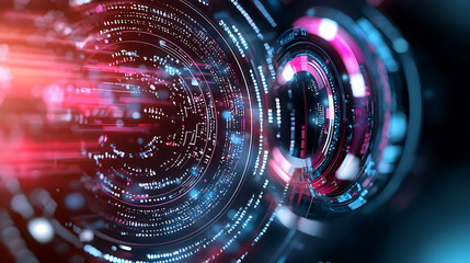 Poster - Dynamic digital patterns virtual space abstract visualization futuristic environment close-up view technology concept