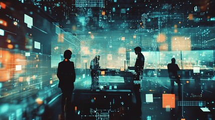 Poster - Team Collaboration in High-Tech Business Workspace Environment