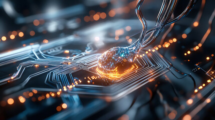 Poster - Innovative circuit board technology showcase tech lab digital artwork futuristic environment close-up view engineering concept