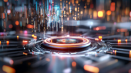 Poster - Dynamic data visualization event virtual space digital art futuristic environment high-tech viewpoint innovation concept
