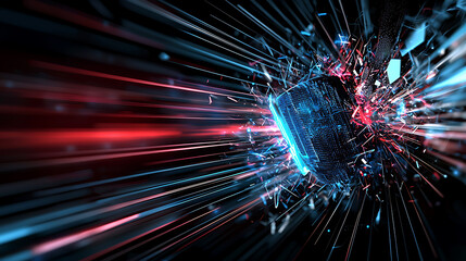 Poster - Dynamic light explosion digital realm abstract art futuristic environment close-up view visual impact