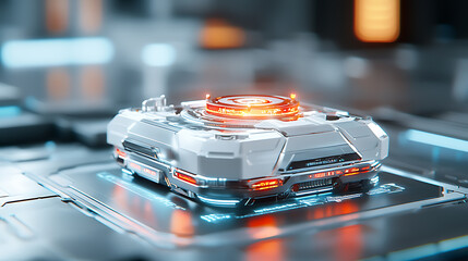 Poster - Futuristic technology concept digital environment 3d model high-tech laboratory close-up view innovation showcase