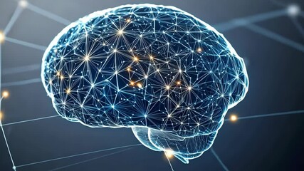 Poster - Digital Brain Network Concept with Glowing Connections, Neural Pathways, and Artificial Intelligence Visualization on Dark Backdrop