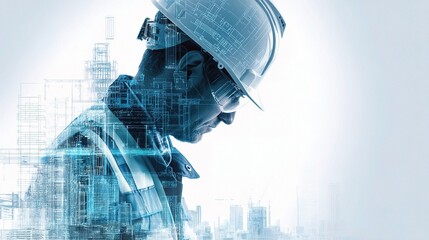 Poster - Engineer in Hard Hat Overseeing Construction Project Workflow