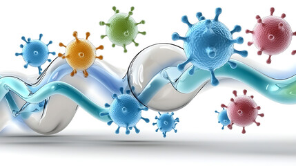 Poster - Viral infection dynamics laboratory setting digital illustration scientific environment macro viewpoint pathogen transmission concept