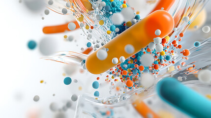Poster - Dynamic molecular interaction abstract setting 3d rendering vibrant colors science concept