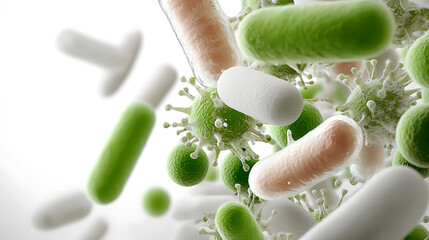 Poster - Exploring microbial life bacteria and viruses in a lab environment scientific imagery close-up perspective