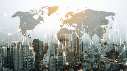 Poster - Global Business Network Concept with Double Exposure Effect