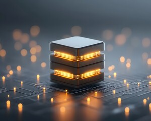Poster - Scalable AI environment with digital layers stacking infinitely, machine learning infrastructure powering LLMs, structured logic visualization, futuristic tone