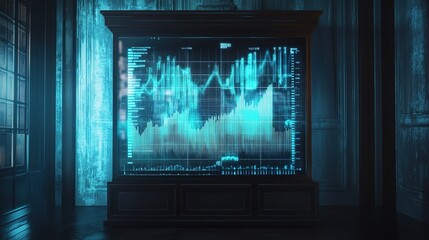 Poster - Holographic Financial Graph Display in Modern Business Environment