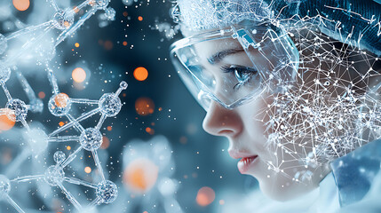 Poster - Scientific research event featuring a young scientist in a high-tech laboratory environment close-up perspective on innovation