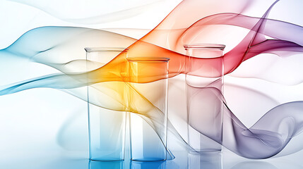 Poster - Artistic fluid dynamics colorful smoke waves with glass tubes abstract studio close-up visual concept